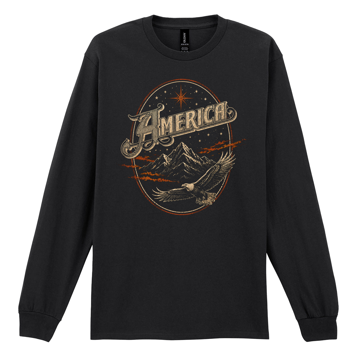 America - Mountain And Eagle - Long Sleeve Tee