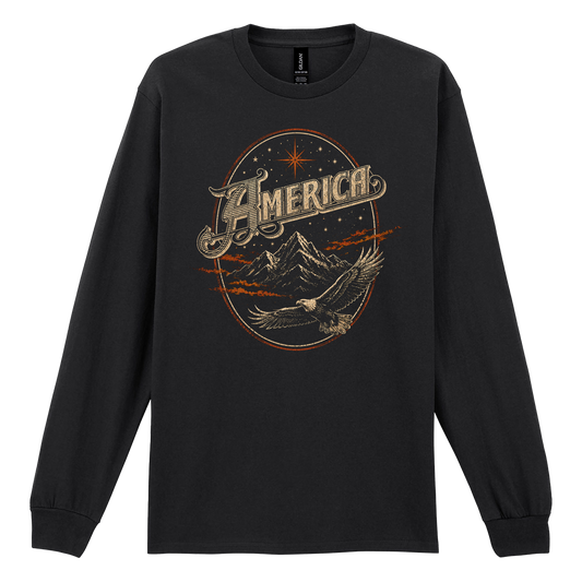 America - Mountain And Eagle - Long Sleeve Tee
