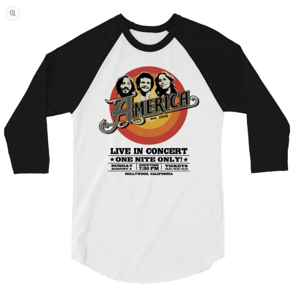 America - Live In Concert Baseball Tee