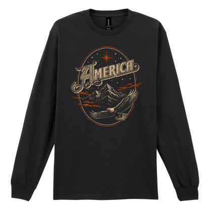 America - Mountain And Eagle - Long Sleeve Tee