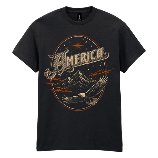 America - Mountain And Eagle - Tee