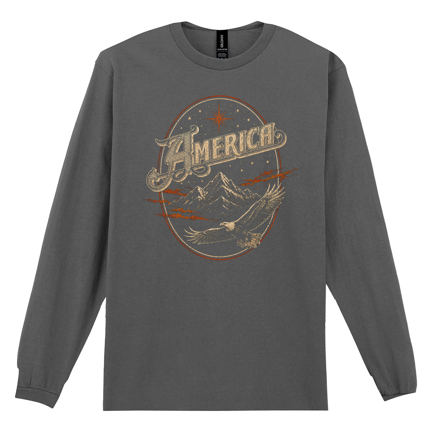 America - Mountain And Eagle - Long Sleeve Tee
