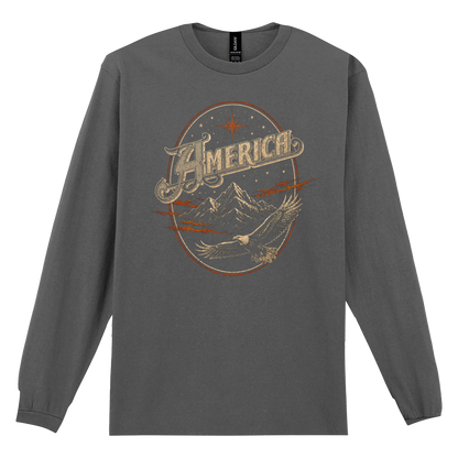 America - Mountain And Eagle - Long Sleeve Tee