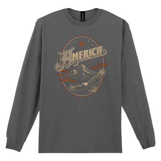 America - Mountain And Eagle - Long Sleeve Tee