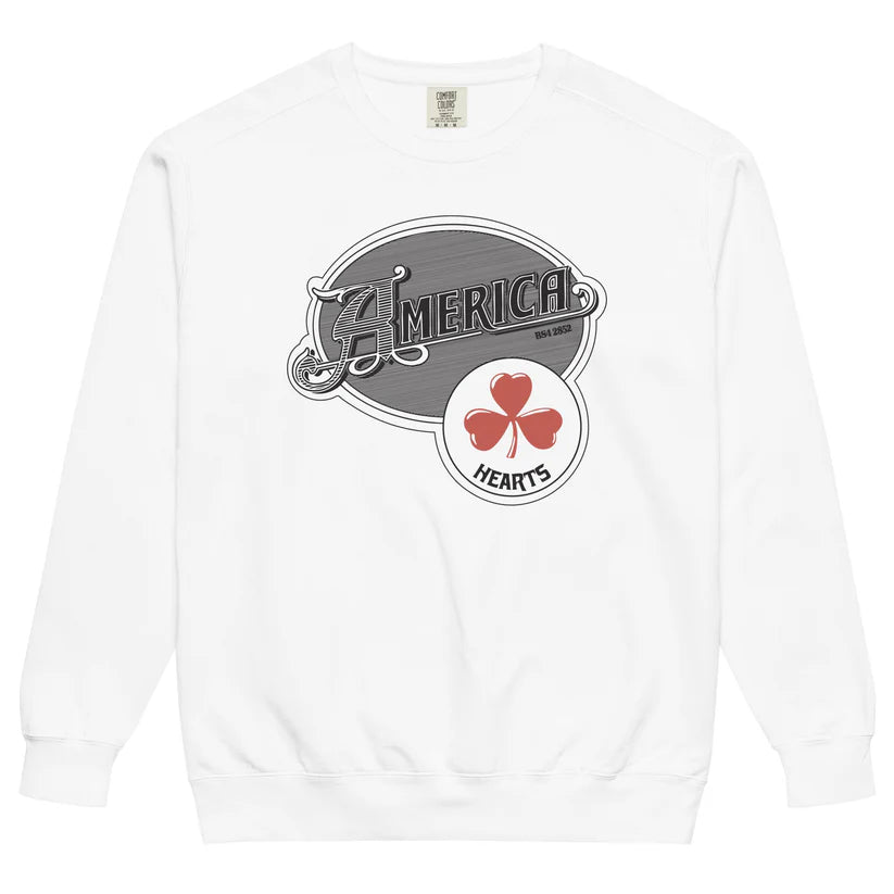 America - Hearts Unisex Garment-dyed Sweatshirt