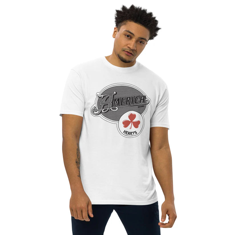 America - Hearts Men’s Premium Heavyweight Tee